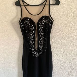Black Rhinestone Black Dress